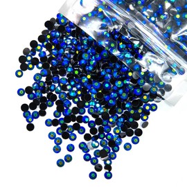 qiipii 620PCS 6mm Sapphire Blue AB Resin Rhinestones for Crafting Flatback Jelly Stones Bulk SS30 Black Blue Diamonds Gems Charms for Nails Face Eyes Makeup Tumblers Bottles DIY Crafts Decor Shoes