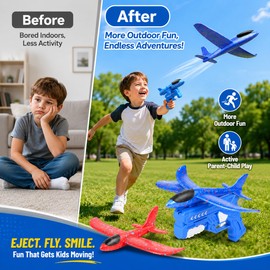 Foam Airplane Toy for Kids Outdoor Play – 2 Pack Glider Planes for Park, Beach & Parent-Child Fun