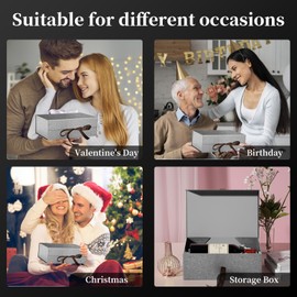 Sliver Gift Boxes for Presents Magnetic Gift Box 22 * 18 * 8cm, Gift Boxes with Lid and Ribbon for Birthday Valentine's Day Mother's Day Anniversaries Gift Packaging