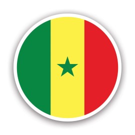 Darkside Ltd Round Senegalese Flag Sticker Decal - Weatherproof - senegal sen sn circle - 2" x 2"