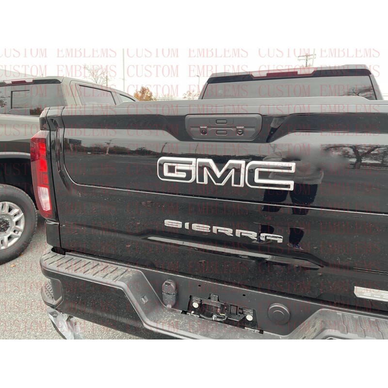 Auto Front Rear GMC Black White Emblem Overlay 2019-2022 Sierra
