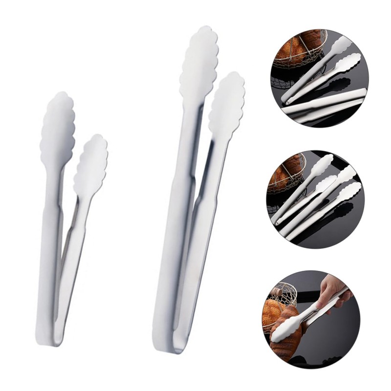 Ipetboom 2pcs Stainless Steel Food Clamp Practical Non Slip Kitchen