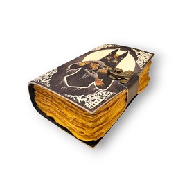 Grimoire journal - Egyptian Cat Goddess journal - Blank spell Witch - Book of Shadows leather journal - Leather Print Journal - wiccan book of spells - grimoire wizard book - Christmas gift for him &
