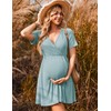 Ekouaer Maternity Nursing Dress V Neck Short Sleeve Breastfeeding Dresses