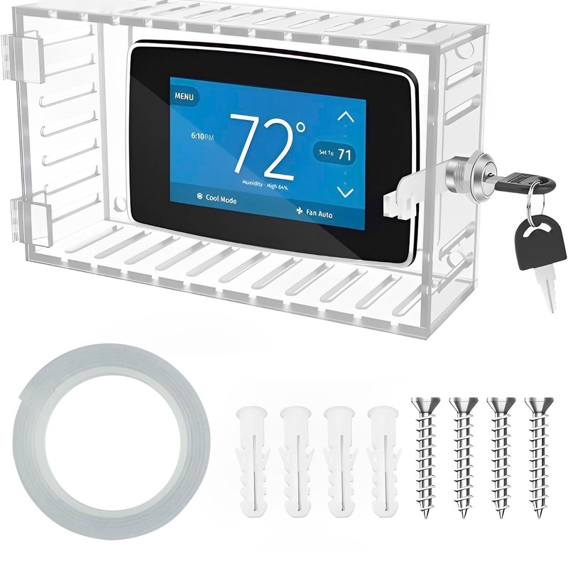 Universal Thermostat Lockable Box with Key Clear Acrylic Thermostat Cover