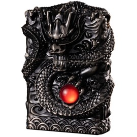 Cool Lighters, Windproof Carving Dragon Antique Lighter, Reusable Kerosene Grinding Wheel Lighter for Collection, Decorative, Gift, Present (Without Fuel) (Black)