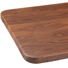 Miles Kimball Wood Grain Vinyl Elasticized Banquet Table Cover, Soft Fleece Back, Indoor Décor - Measures 48" x 24" Oblong, Oak