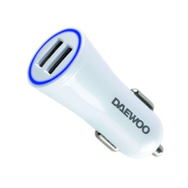 Daewoo Dual USB Car Charger with SMART IC Protection and 2.4 AMP Output, LED Indicator, Use with Compatible Adaptor