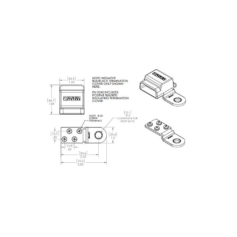 Blue Sea Systems 2340 Battery Terminal Mount Tin-plated Copper BusBars,