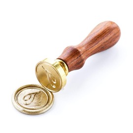 Wax Seal Stamper, VOOSEYHOME Initial Handwritten Letter Alphabet T Stamp with Rosewood Handle, Decorating on Invitations Mail Envelopes Sealers Cards Books for Birthday Themed Party Wedding Signature