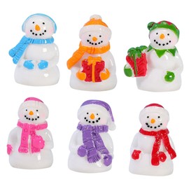 MERRYHAPY 6pcs Christmas Micro Landscape Snow Globe Decor Snowglobe Xmas Miniature Snowman Christmas Cupcake Toppers Tabletop Mini Figure Tiny Snowman Landscaping Mini Figurine Micro Crafts