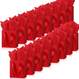 Tenare 12 Pcs Small Gift Bags Mini Paper Bag with Handle Tissue Happy Graduation Father's Day 4th of July Party Favor Supplies(7 * 4 * 9inch/ 18 * 10 * 23cm,Red)