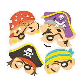 Baker Ross ET131 Pirate Foam Masks, DIY Kits for Kids Arts and Craft Activities and Dinosaur Party (Pack of 4), Assorted