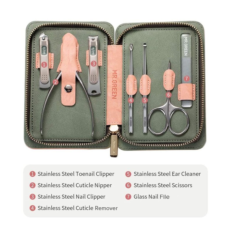 Manicure Pedicure Set, 7-piece Professional Nail Care Nail Clippers Case