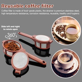 Reusable Coffee Tea Filter Dripper Strainer Strainers Cup Pot Infusers for Loose Tea, 2 Pack