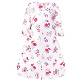 Hudson Baby Unisex Baby Long Sleeve Plush Faux Fur Sleeping Bag, Wearable Blanket, Butterfly Floral, 12-18 Months