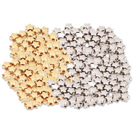 500 PCS Star Beads, Bracelets Making Accessories, Star Shape Spacer Beads, Cute Plastic Beads, Used for Jewelry Making, Christmas DIY Craftsmanship(Gold and Silver)