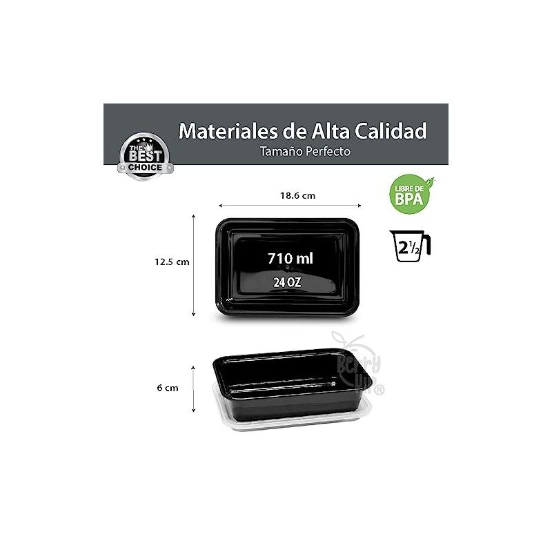 24 Contenedores para Alimentos Reutilizables de 710 ml (24 oz),