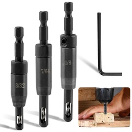 3pcs Self Centering Drill VIX Bit Set, CC2430 3/32“, 7/64”, 1/8“ Carbon Steel Quick-Change Sturdy Self Centering Hinge Hex Drill Bit Set(Size:3pcs)