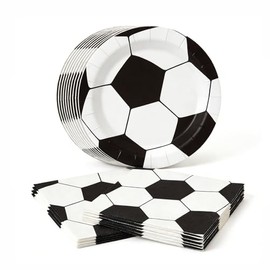 Y‍AHQNIG 40 unidades de decoración de fiesta de cumpleaños de fútbol, platos y servilletas desechables para fiestas de fútbol, fiestas de fin de tempo