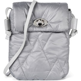 styleBREAKER 02012377 Women's Mini Bag Shoulder Bag with Diamond Quilted Pattern, Twist Closure, Quilted Bag, Plain Quilted, gray