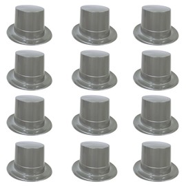 Beistle Silver Plastic Top Hats, 12-Count- Classic Party Hats for New Year's Eve, Weddings, Proms, and Formal Events, Stylish Headwear for Themed Celebrations and Costume Accessories