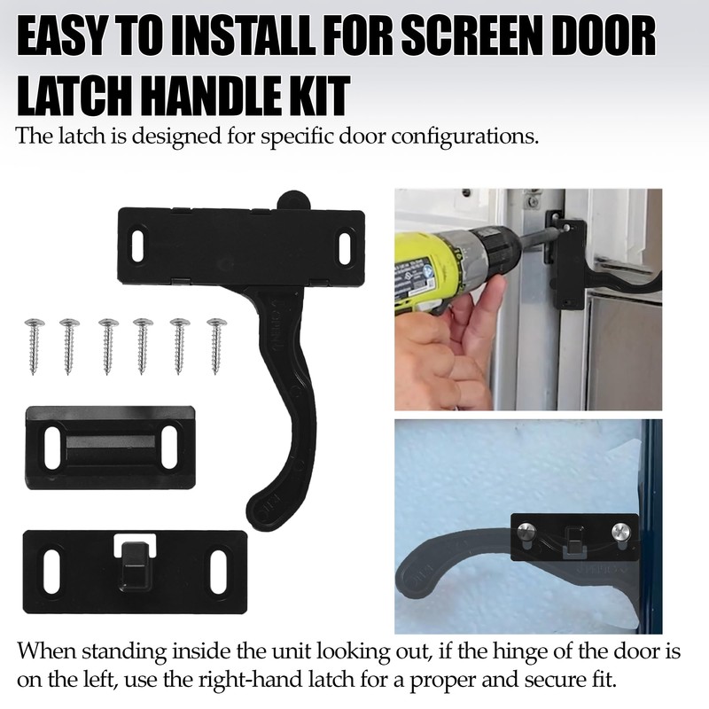 Aussio RV Screen Door Latch Handle Kit (Right Hand) and