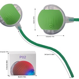 Interactive Cat Dog Toy Ball: Indoor Small Automatic Moving Smart Rolling Fun Pet Game with Led Light and String Tail for Motion Activated, Cute Kitten Puppy Present, Exercise Wheel Supplies (Blue)