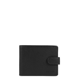 BEMON Italian Wallet for Men Grain Leather 9.5 x 13 x 2 cm RFID Protection Black H9.5 x L13 x P2 cm Classic, black, Classic