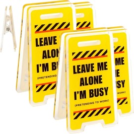 Funny Sign Desk Decoration, 2 Pieces Acrylic Clip with "LEAVE ME ALONE I'M BUSY" - Funny Office Decoration & Practical Gift for Colleagues