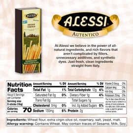 Alessi Imported Breadsticks, Rosemary Autentico Italian Crispy Bread Sticks, Low Fat Made with Extra Virgin Olive Oil (Rosemary, 3 Ounce (Pack of 3))