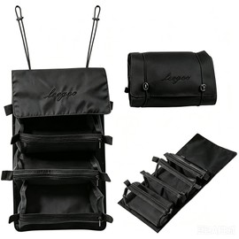 Makeup Pouch, Makeup Pouch, Travel Pouch, 4 Compartments, Cosmetic Pouch, Storage Pouch, Large Capacity, Toiletries, Small Compartments, Cosmetic Case, Hanging, Toiletry Bar, Portable, Removable
