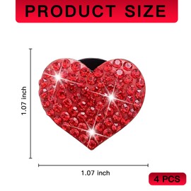 FEDOEY 4 PCS Bling Heart Air Vent Clips, Crystal Heart-shaped Aroma Diffusers, Car Air Conditioning Air Freshener Clips, Cute Car Interior Accessories for Women and Girls (Red)
