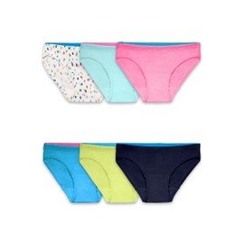 Fruit of the Loom girls Breathable Underwear, Bikini - 6 Pack Assorted, 8 US