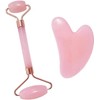 Jade Roller and Gua Sha Stone Massage Tool Set, Natural