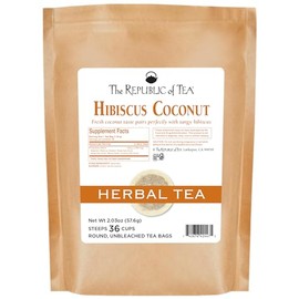 The Republic of Tea Hibiscus Coconut Superflower Herbal Tea, 36 Tea Bag Refill
