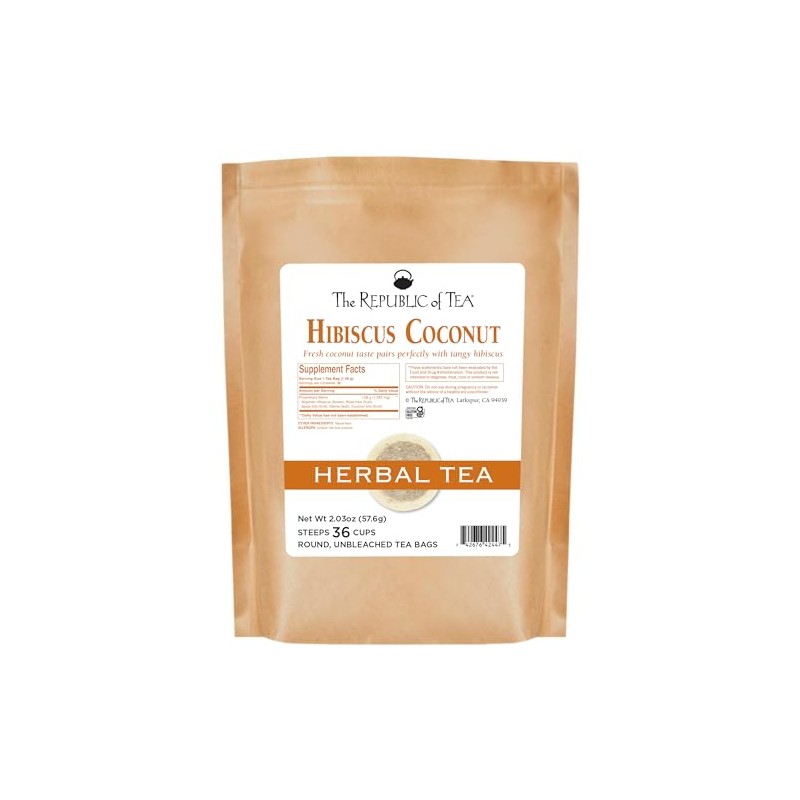 The Republic of Tea Hibiscus Coconut Superflower Herbal Tea, 36
