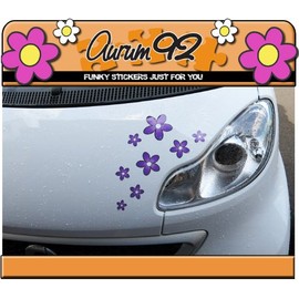 Purple Daisy Car Stickers - Pack of 30
