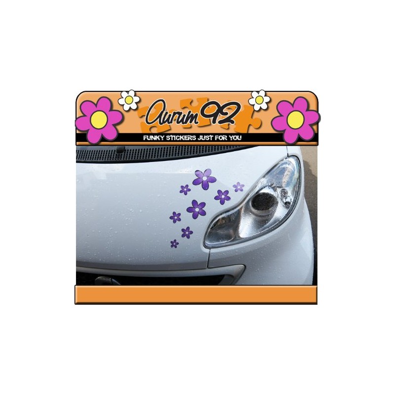 Purple Daisy Car Stickers - Pack of 30