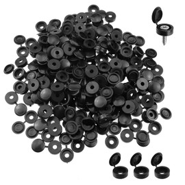 Coshar 150 Pieces Plastic Screw Caps Hinged Screw Cover Caps Fold Screw Snap Covers Washer Flip Tops Screw Cover caps(M4, Black)