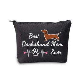 Dachshund Gifts Makeup Bag Best Dachshund Mom Ever Cosmetic Bag Travel Bag Dachshund Lover Gifts, Black Dachshund Bag