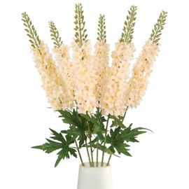 ICBOX 6PCS Champagne Snapdragon Artificial Flowers 29.5" Long Stem Delphinium Silk Faux Flowers Bulk for Tall Vase Wedding Home Garden Decor (Champagne)