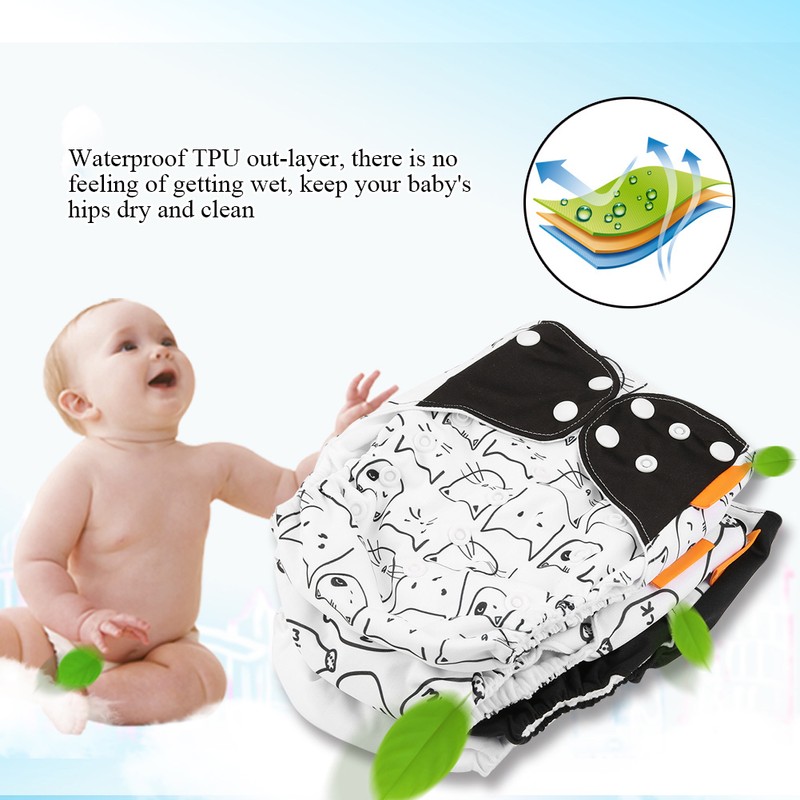 4pcs/set Baby Cloth Diaper Cover Washable Reusable Newborn Nappy Cover