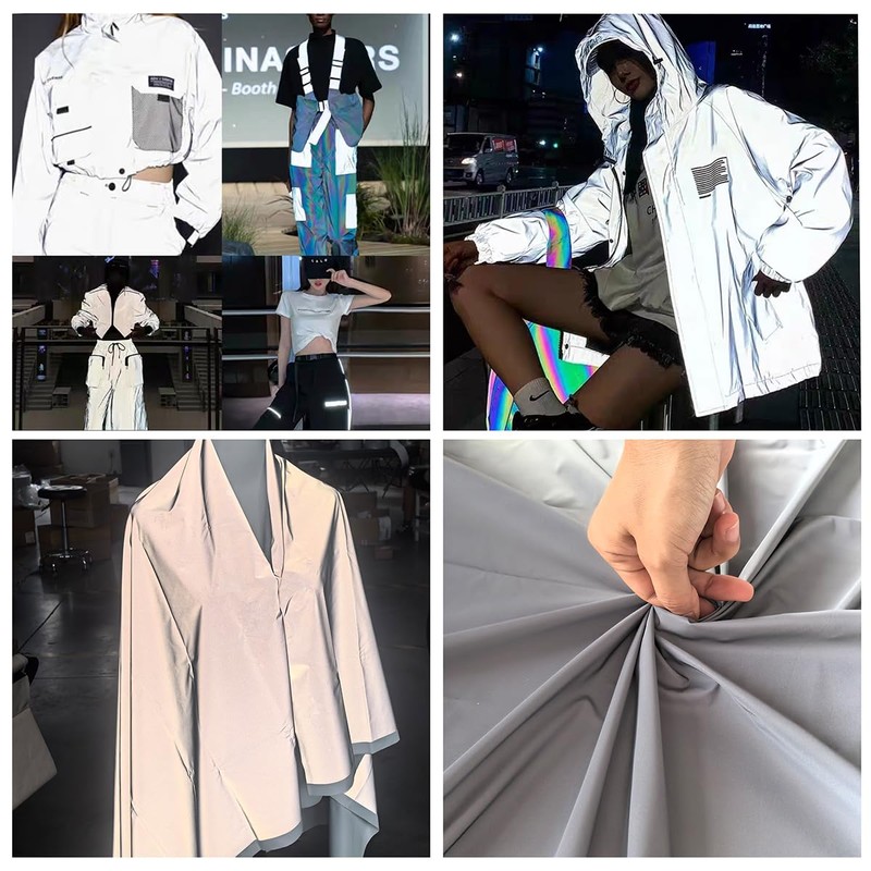 NOZUONO High Visibility Silver Reflective Fabric Gray Soft Polyester Material