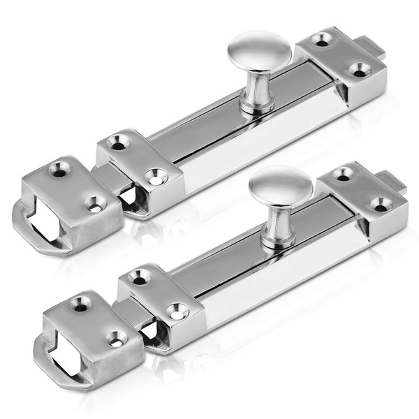 XFORT® 2 Pack Polished Chrome Door Bolt, Surface Mounted Sliding