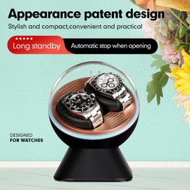 DRIKLUX Watch Winder for Automatic Watches, Automatic Watch Winder Box, Double Watch Winder for Women's and Men's Watches with one button to start Quiet Motor