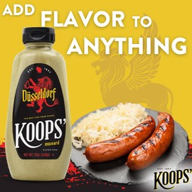 Koops' Dusseldorf Mustard – German-Style Bratwurst Mustard, Gluten-Free, Kosher, Made in USA, From Quality Mustard Seeds, Creamy and Traditional Bavarian Mustard – 12 Oz, Pack of 2