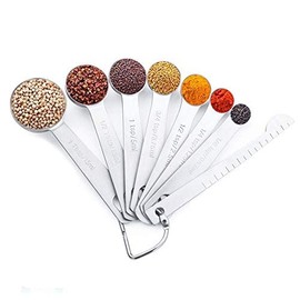 Vivi Bakie Measuring Spoons, Set of 4/8, Stainless Steel, Thick, Condiment and Liquid Spoons Set, Compact, Convenient Storage (Set of 8)
