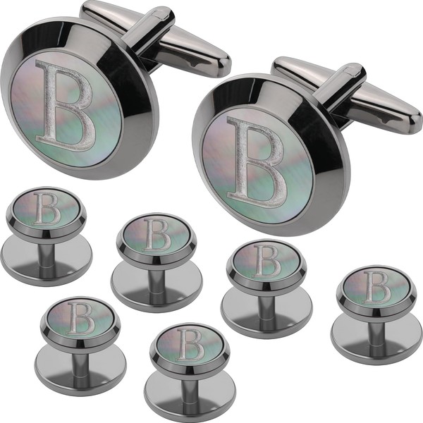 Cuff Links Mens and Tuxedo Studs Set, TAIGRAMA Gun Black