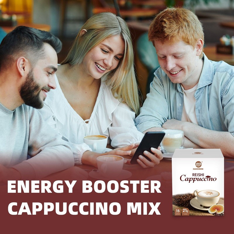 GANOHERB Mushroom Coffee Alternative Cappuccino Mix, Instant Coffee Drink with